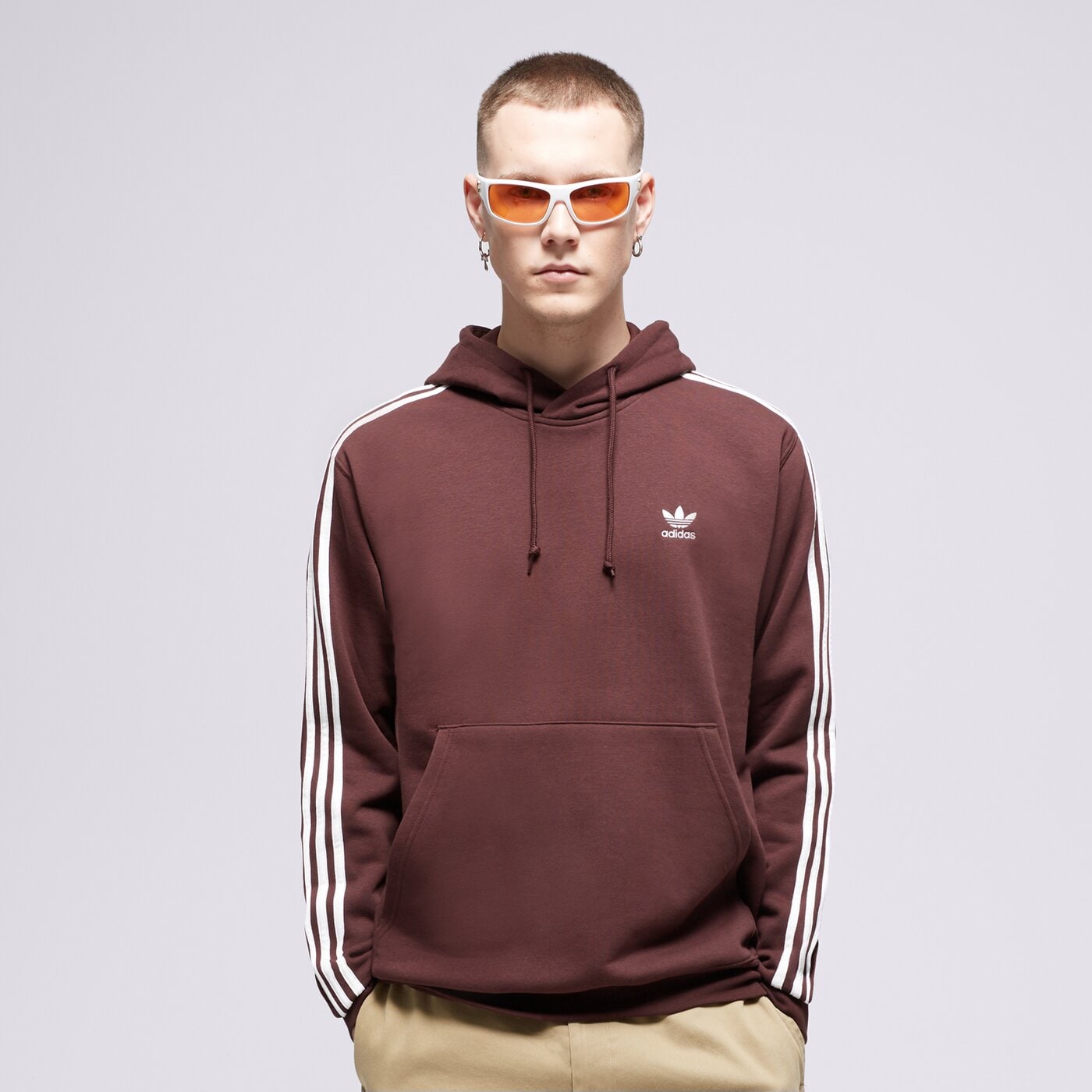 Мъжки суичър ADIDAS СУИТЧЪР С КАЧУЛКА 3-STRIPES HOODY ii5768 цвят кафяв