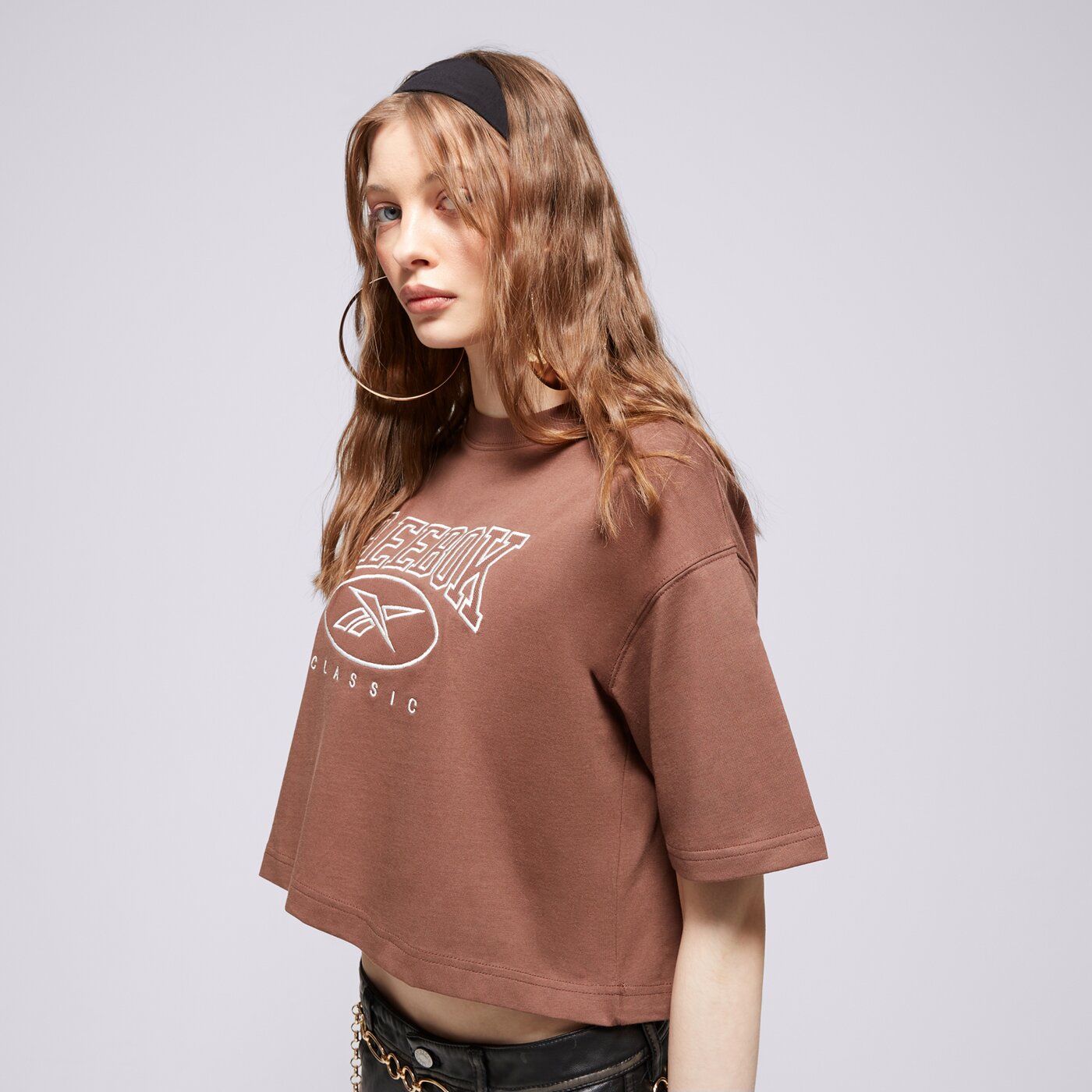 Дамска тениска REEBOK ТЕНИСКА CL AE BIG LOGO CROP TEE 100075642 цвят кафяв