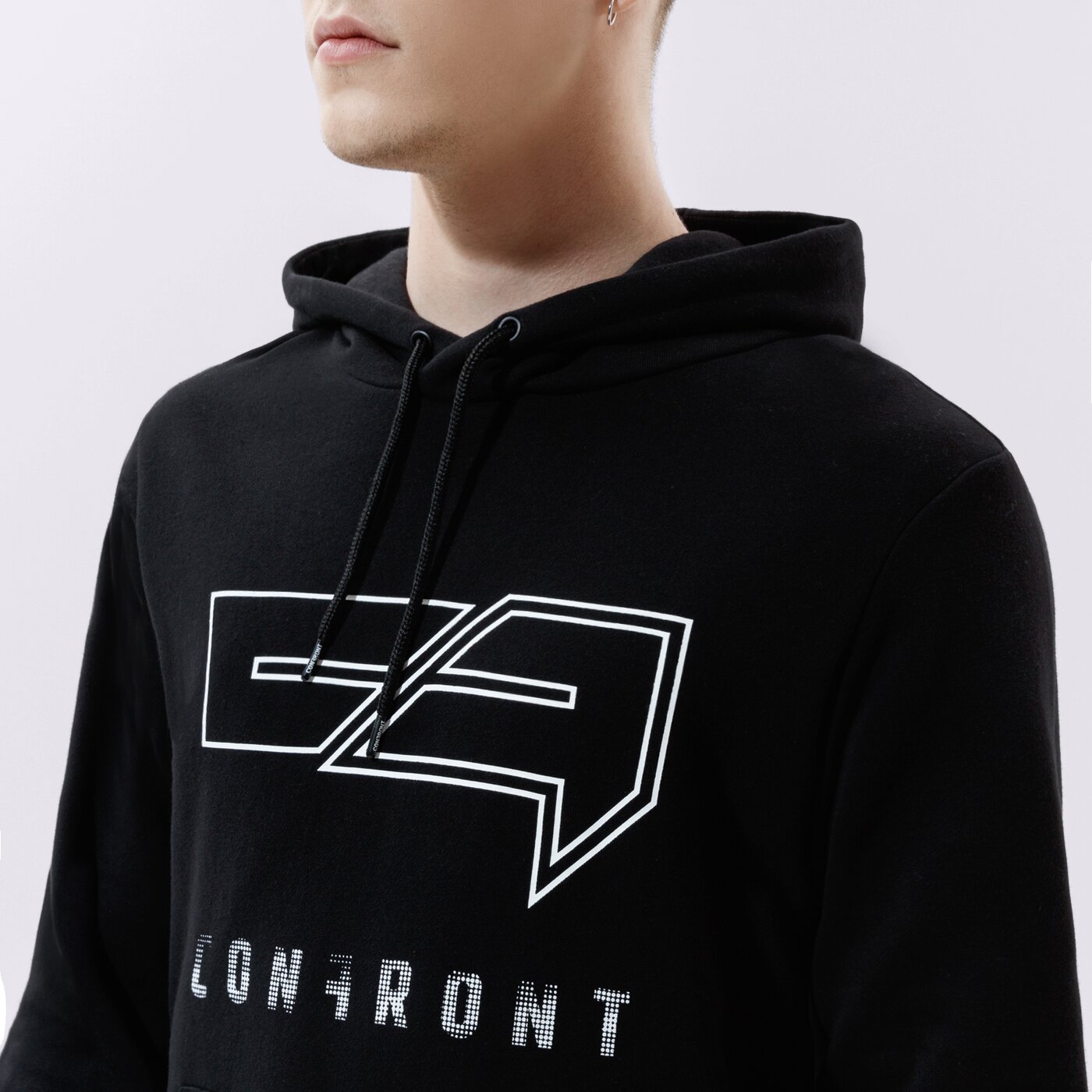 Мъжки суичър CONFRONT СУИТЧЪР С КАЧУЛКА LOGO HOODY BLACK  cf121blm24001 цвят черен