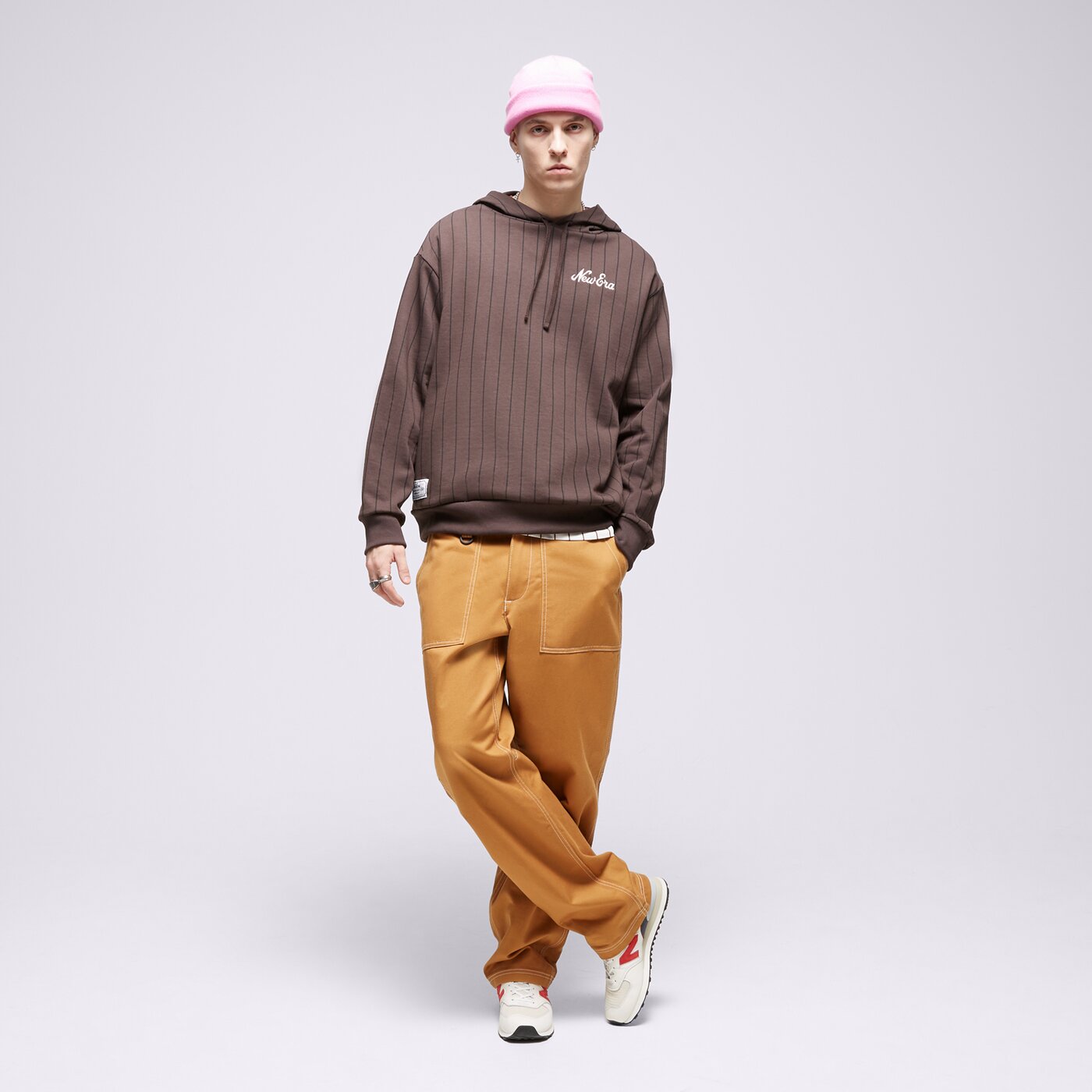 Мъжки суичър NEW ERA СУИТЧЪР С КАЧУЛКА NE PINSTRIPE OS 60424406 цвят кафяв