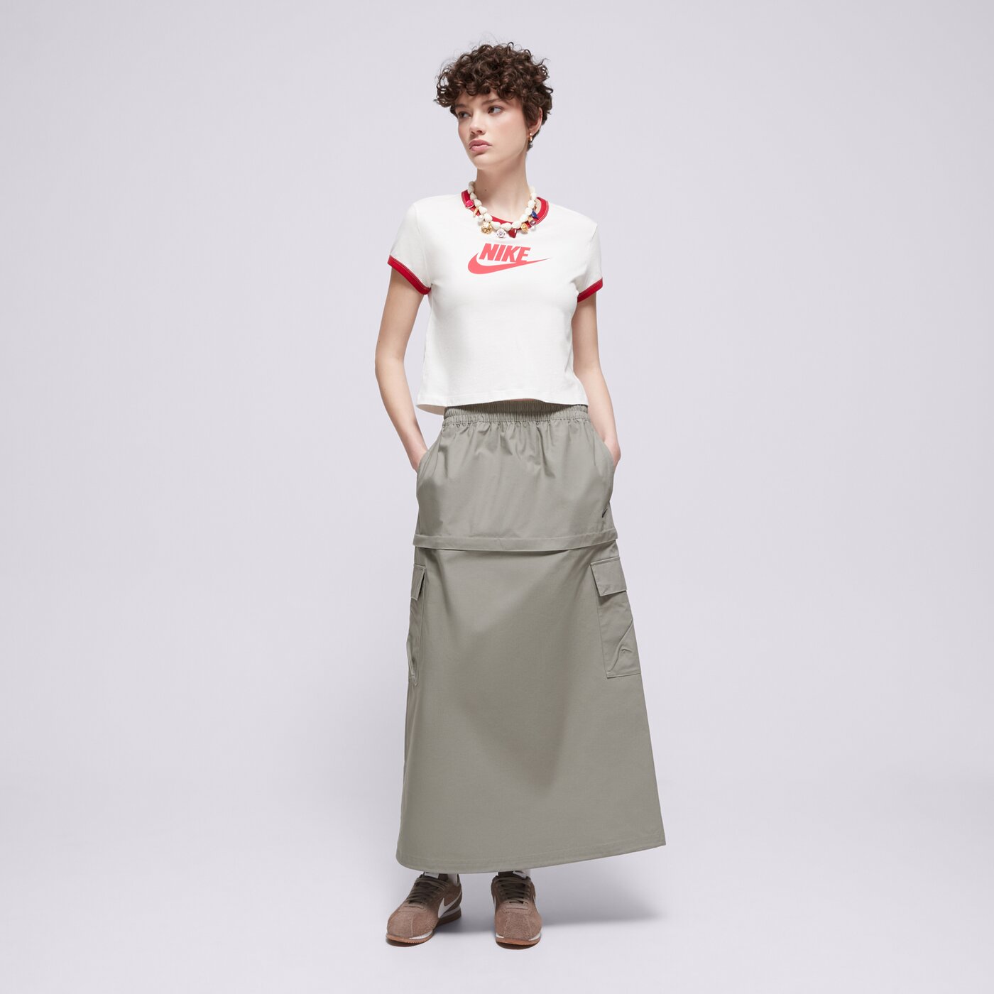 Дамска тениска NIKE ТЕНИСКА W NSW SS RINGER TEE VNTG RUN if4072-133 цвят кремав