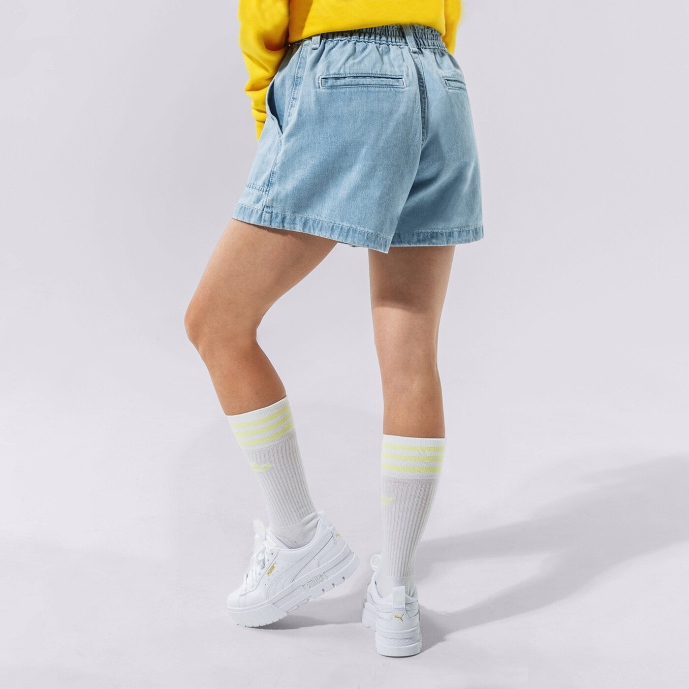 Дамски къси панталони LEVI'S ШОРТИ HIGH WAIST A LINE SHORT a0973-0001 цвят син