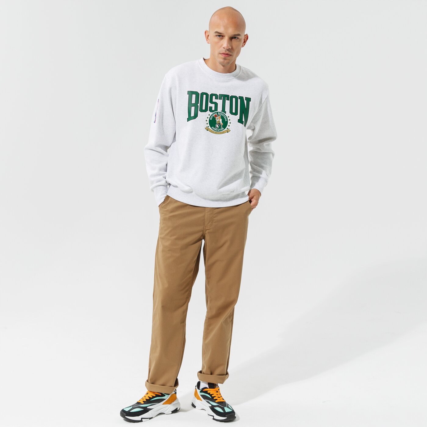 Мъжки суичър NIKE СУИТЧЪР BOS M NK FLC CREW CTS 75 NBA dj2796-051 цвят сив