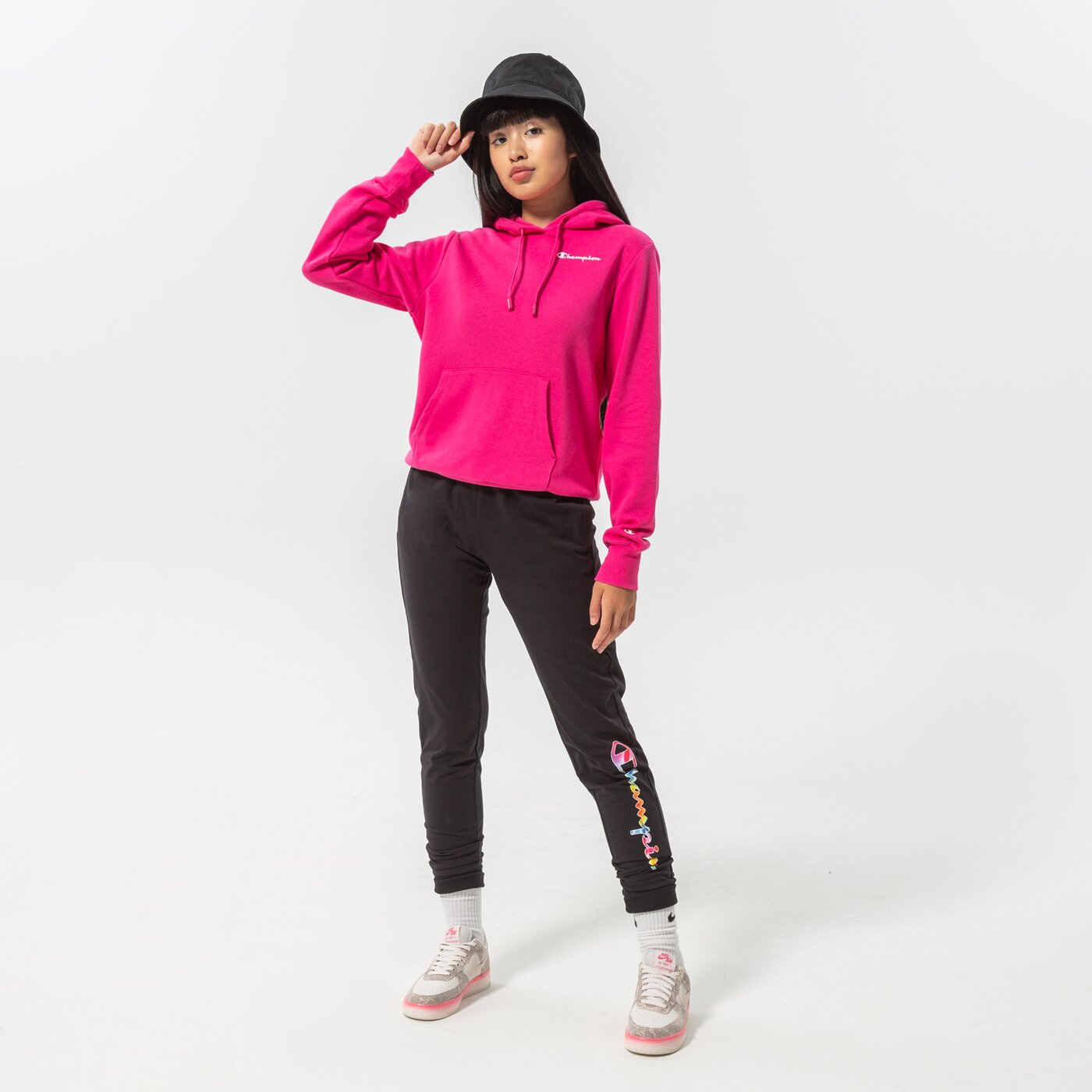 Дамски суичър CHAMPION СУИТЧЪР С КАЧУЛКА HOODED SWEATSHIRT 114859ps025 цвят розов