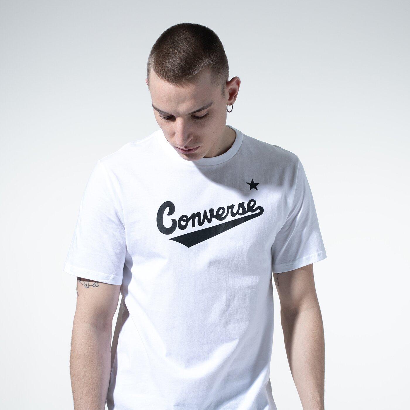 Мъжка тениска CONVERSE ТЕНИСКА CENTER FRONT LOGO TEE 10018235-a02 цвят бял