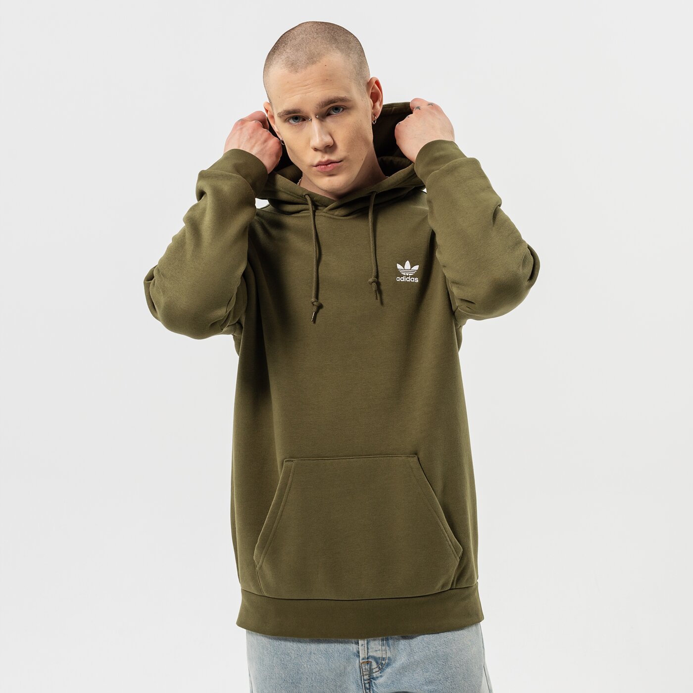 Мъжки суичър ADIDAS СУИТЧЪР С КАЧУЛКА ESSENTIAL HOODY h65675 цвят каки