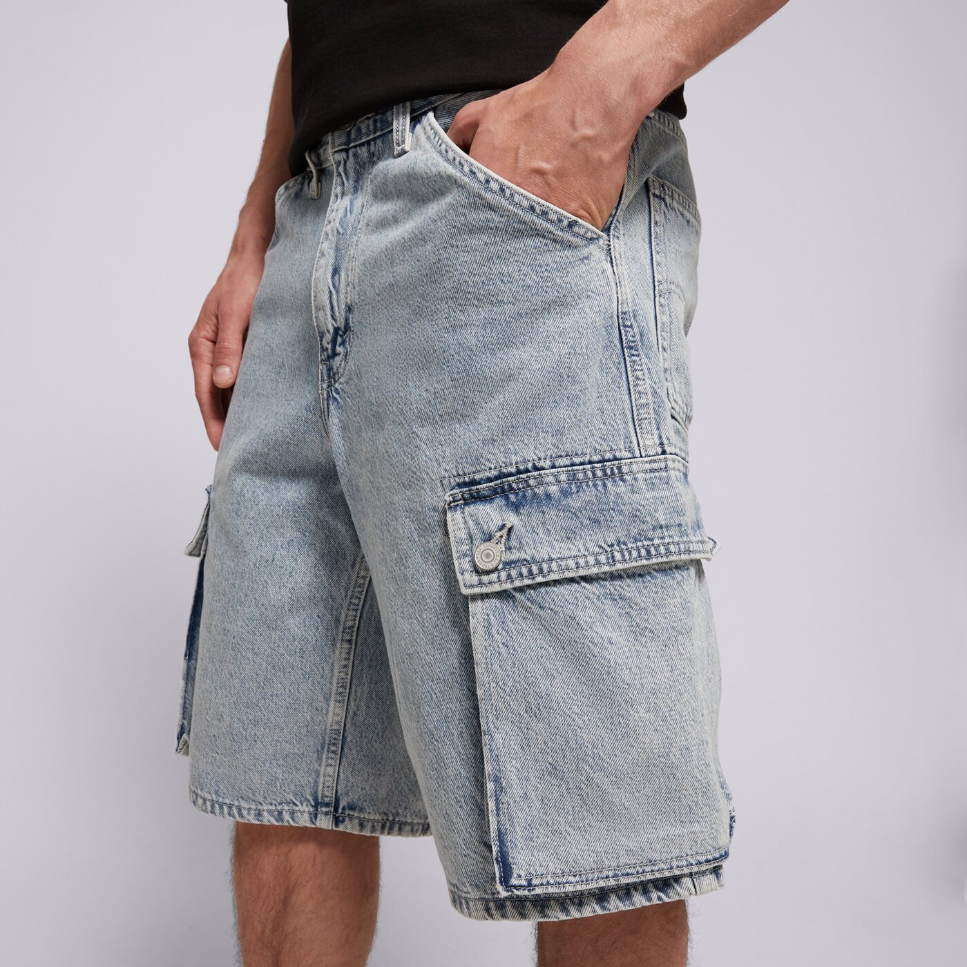 Мъжки къси панталони LEVI'S ШОРТИ 478 BAGGY CARGO SHORTS LIGHT INDIGO - WORN IN 001gu-0004 цвят син