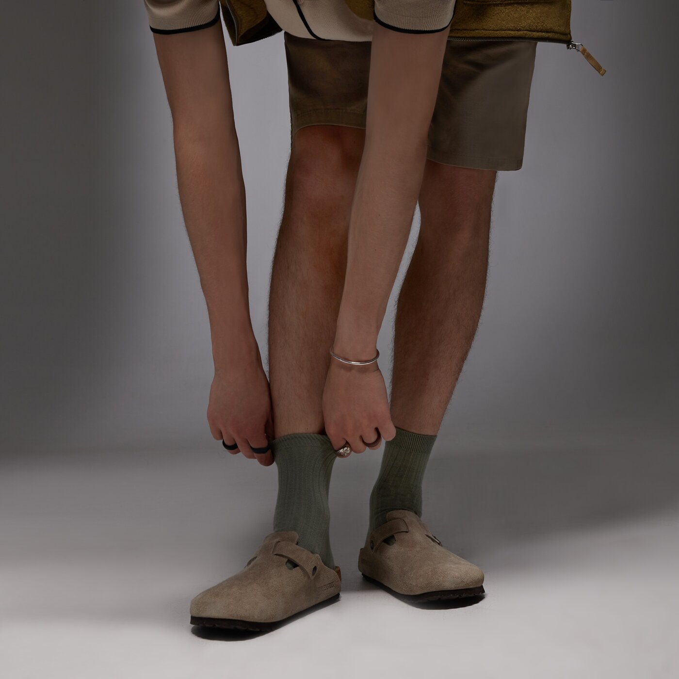 Мъжки чехли и сандали BIRKENSTOCK BOSTON  60461 цвят бежов