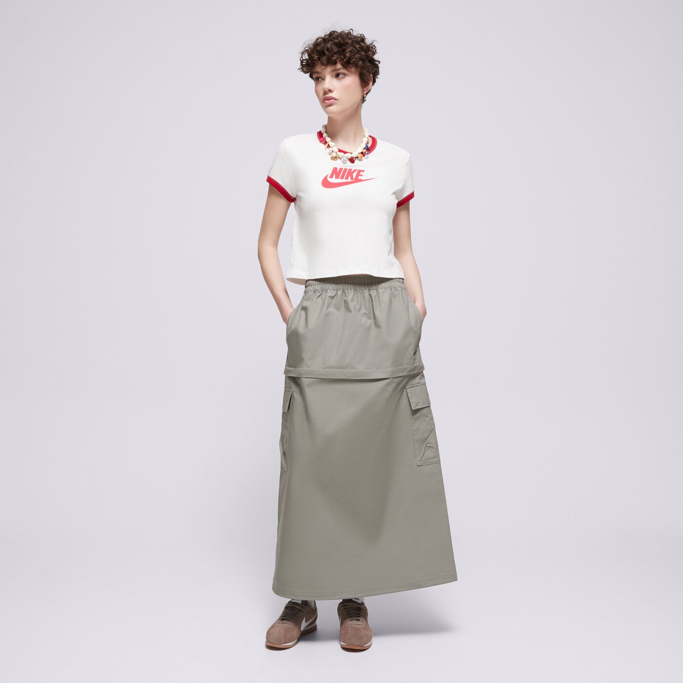 Дамски NIKE ПОЛА W NSW ESSTL WVN MR CGO MDI SKT fv7503-320 цвят каки