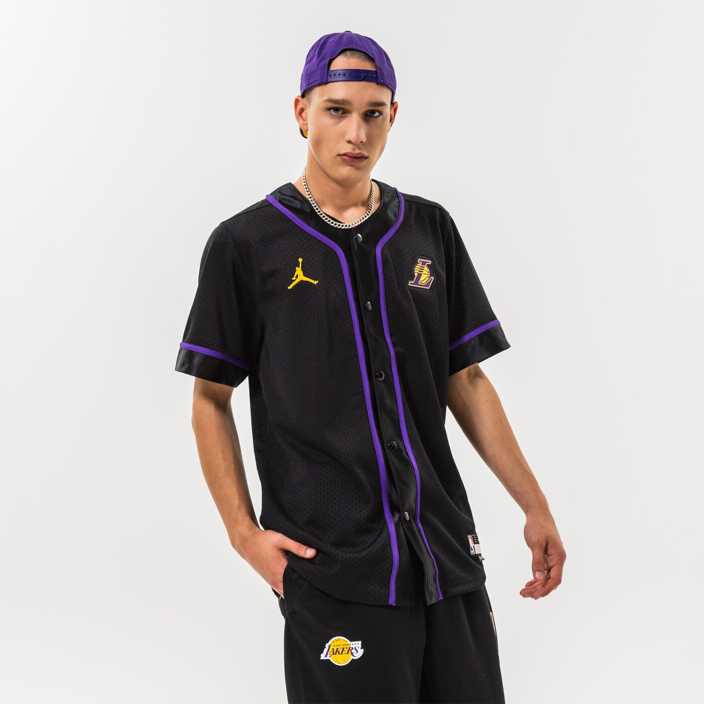 Мъжка тениска NIKE INNE LAL M NK DF SS ТОП BB ST NBA dn4719-010 цвят черен