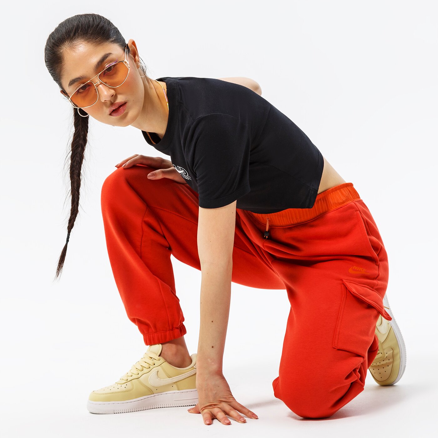 Дамски панталони NIKE ПАНТАЛОНИ W NSW CARGO PANT LOOSE FLC UU dd3607-852 цвят оранжев