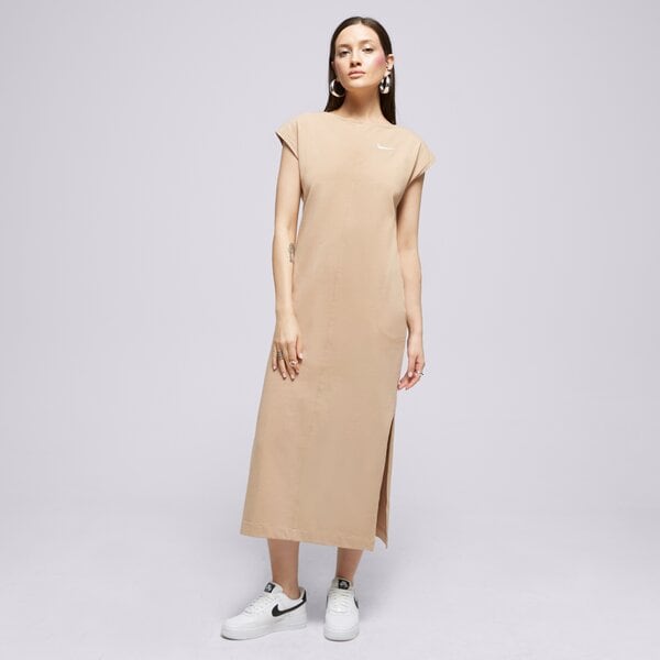 Дамски NIKE РОКЛЯ W NSW JRSY SS АНЦУГS MIDI PLUS dq6205-200 цвят бежов