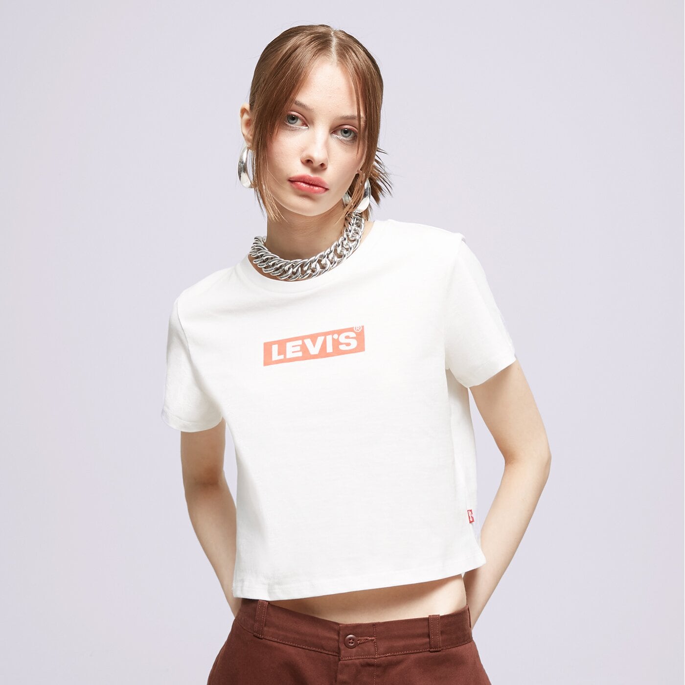 Дамска тениска LEVI'S ТЕНИСКА GR CROPPED JORDIE TEE NEUTRALS a07850064 цвят бял