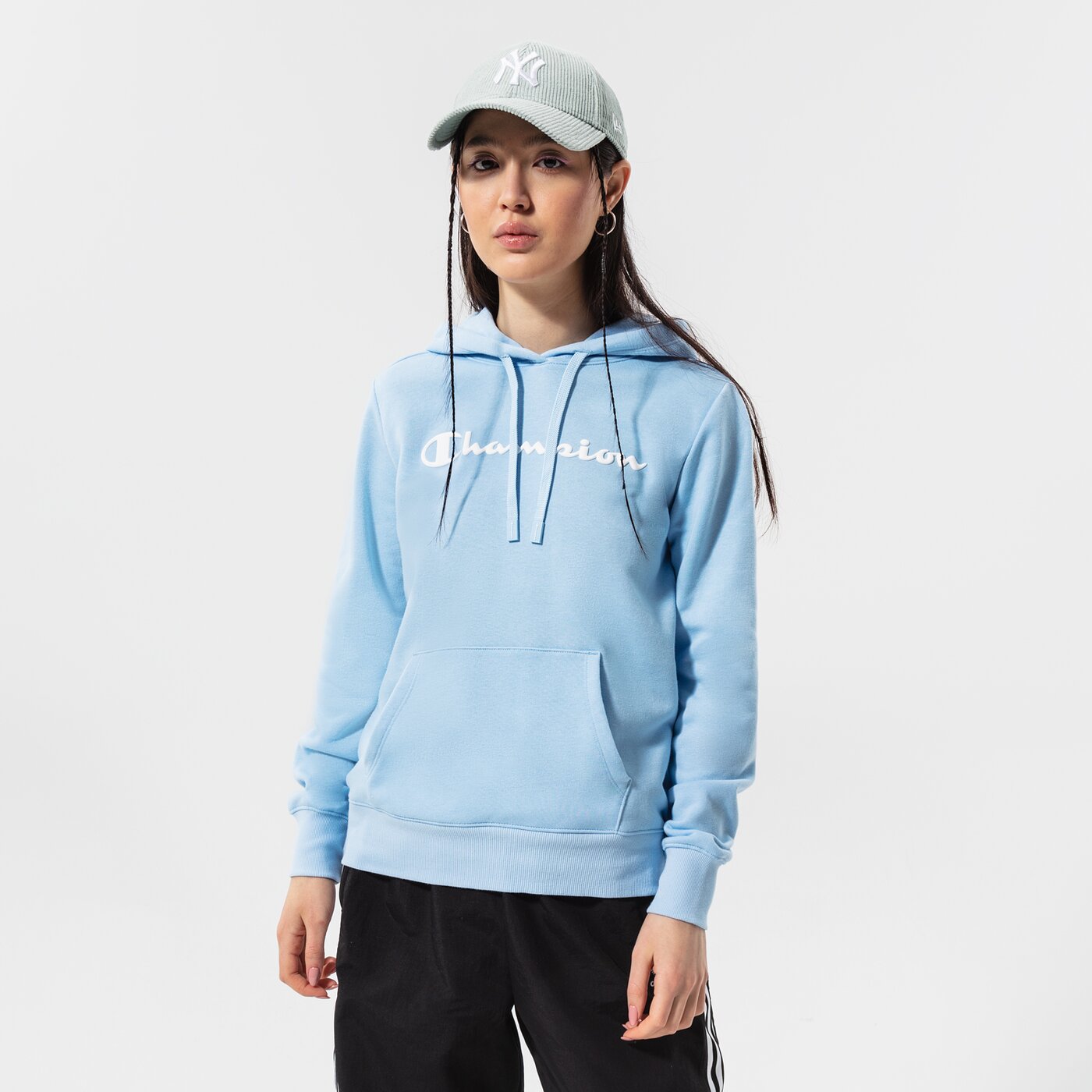 Дамски суичър CHAMPION СУИТЧЪР С КАЧУЛКА HOODED SWEATSHIRT 114858bs151 цвят син