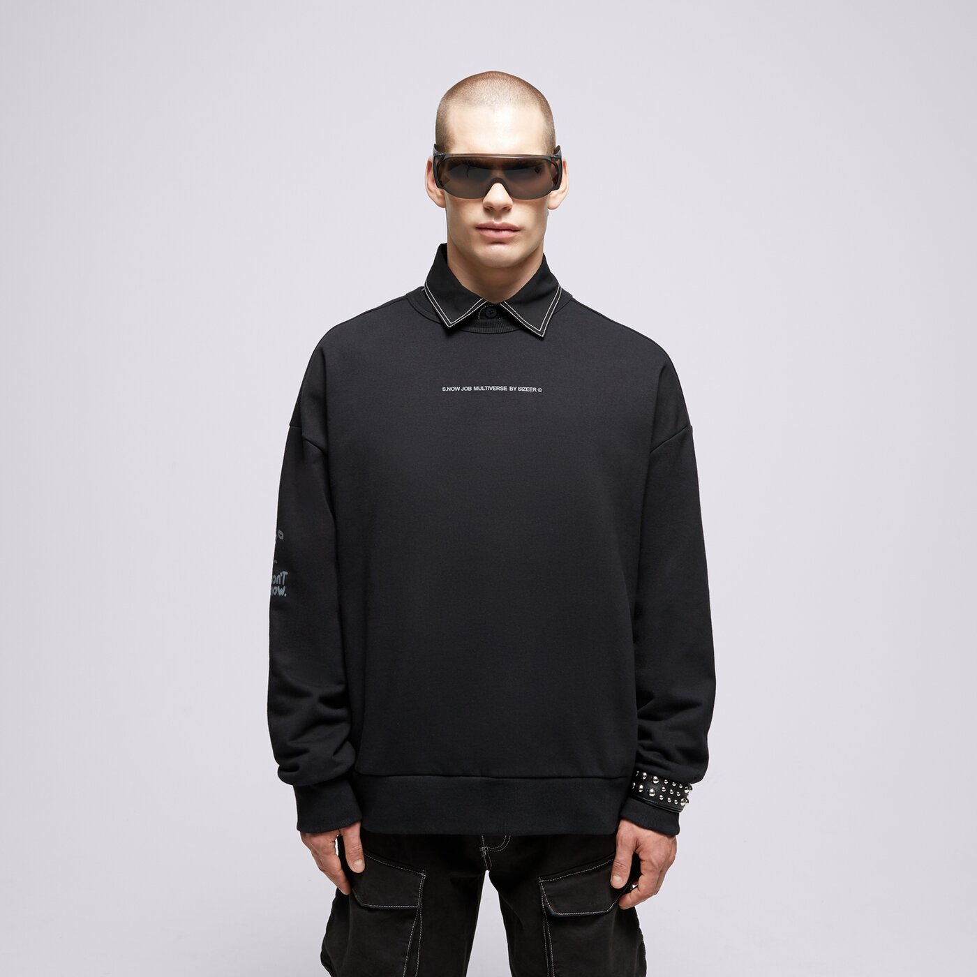 Мъжки суичър S.NOW JOB SIZEER CREWNECK “I DON'T KNOW” BLACK si123blu51001 цвят черен
