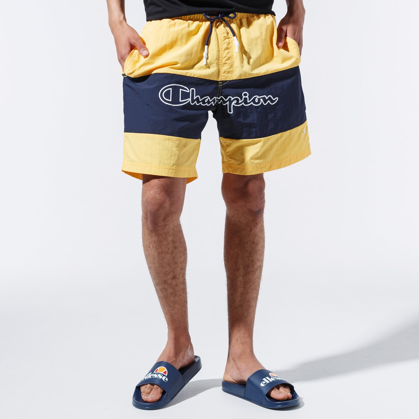 Мъжки къси панталони CHAMPION ШОРТИ LOGO SWIM SHORTS 215499ys001 цвят жълт