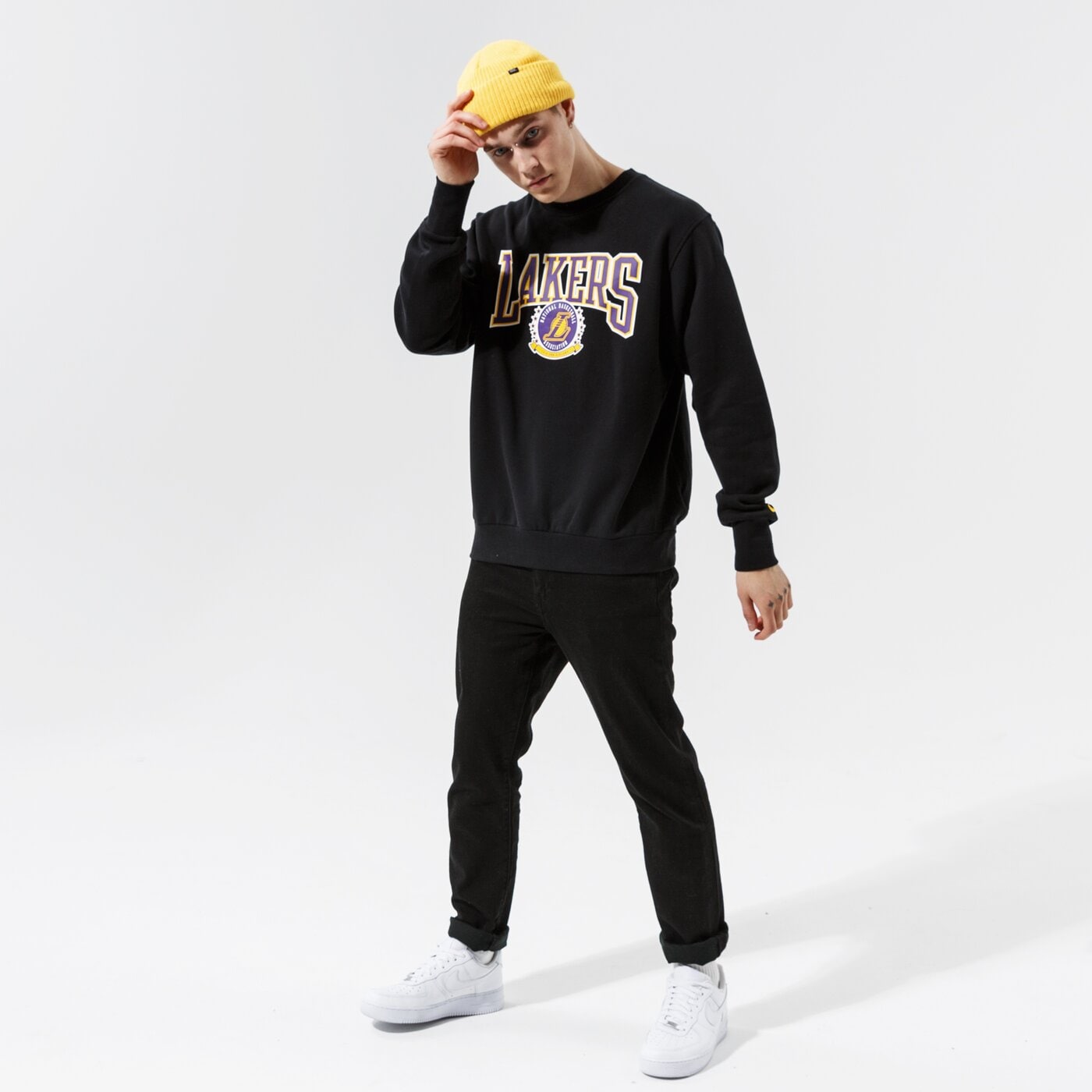 Мъжки суичър NIKE СУИТЧЪР LAL M NK FLC CREW CTS 75 NBA dj2801-010 цвят черен