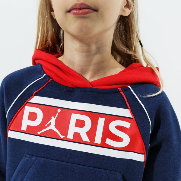 Детски суичър JORDAN СУИТЧЪР С КАЧУЛКА PARIS SAINT-GERMAIN PO GIRL 45a727-u90 цвят тъмносин