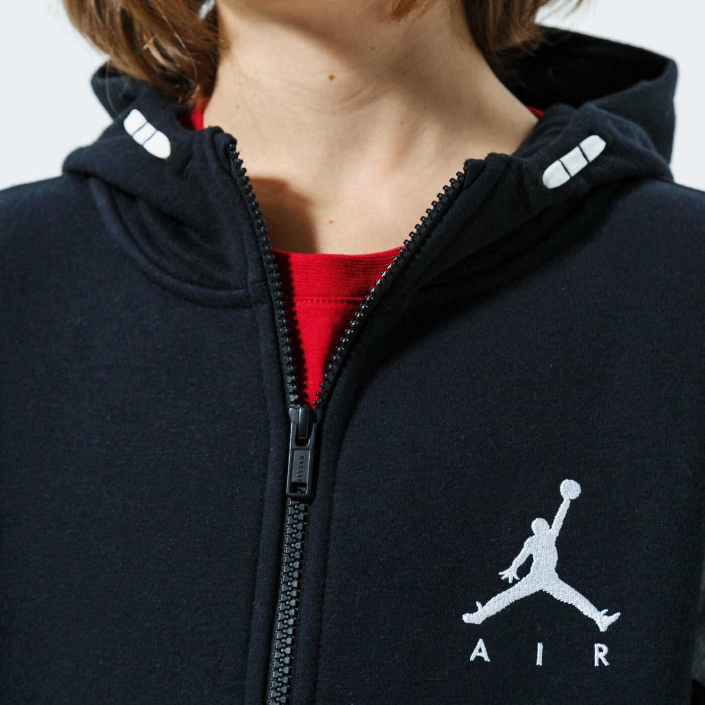 Детски суичър JORDAN СУИТЧЪР СЪС ЗАКОПЧАВАНЕ С КАЧУЛКА JUMPMAN AIR FLEECE  957583-k6n цвят сив