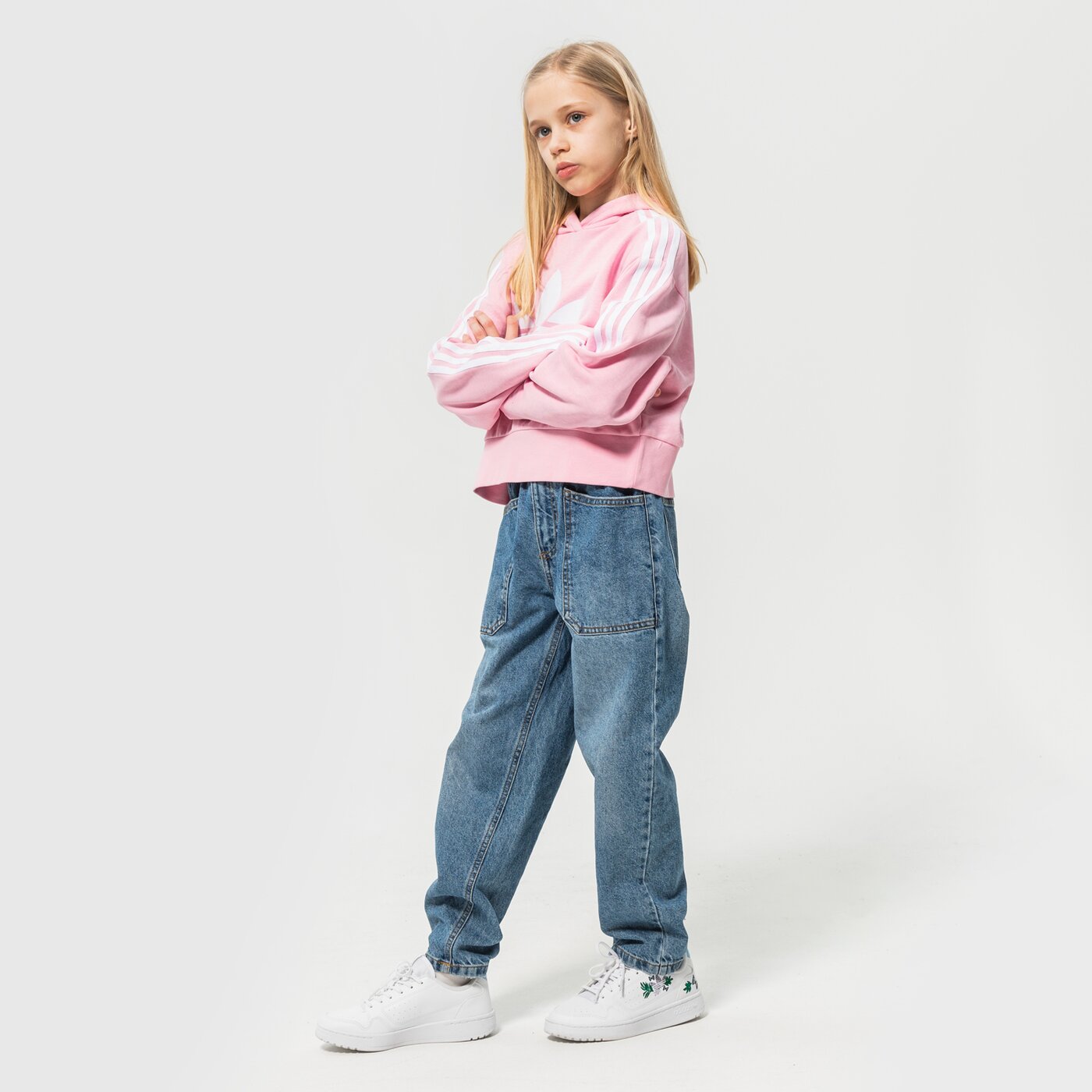 Детски суичър ADIDAS СУИТЧЪР С КАЧУЛКА CROPPED HOODIE GIRL hd2008 цвят розов