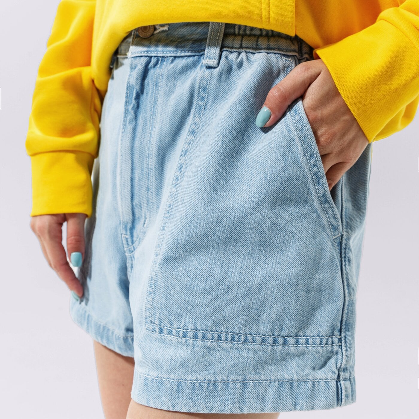 Дамски къси панталони LEVI'S ШОРТИ HIGH WAIST A LINE SHORT a0973-0001 цвят син