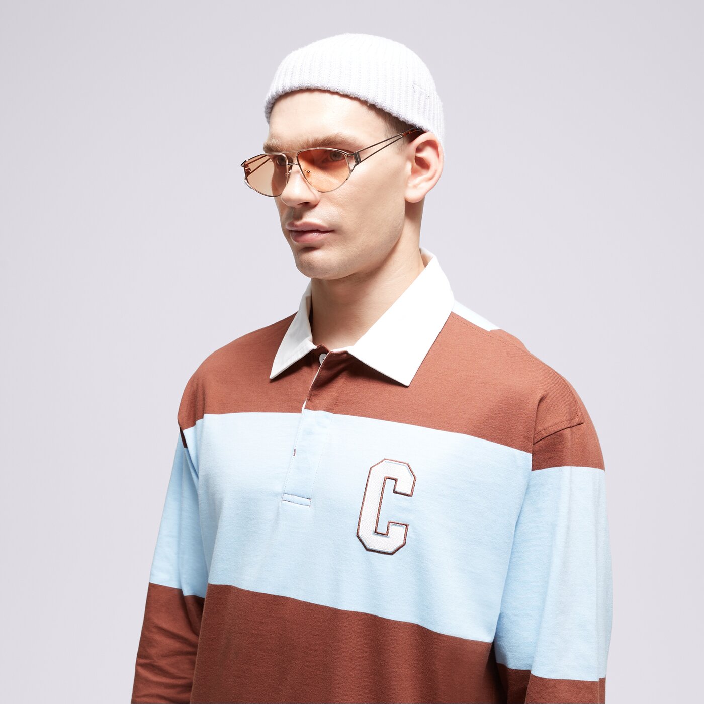 Мъжка тениска CHAMPION ТЕНИСКА STRIPED ТЕНИСКА ТИП ПОЛО 219181bs151 цвят кафяв