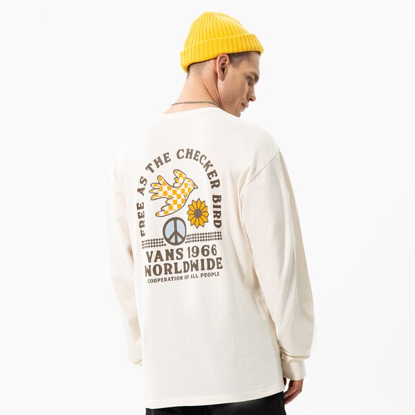 Мъжка тениска VANS ТЕНИСКА FREE AS A CHECKER BIRD LS TEE vn0a7s5k3ks1 цвят бял