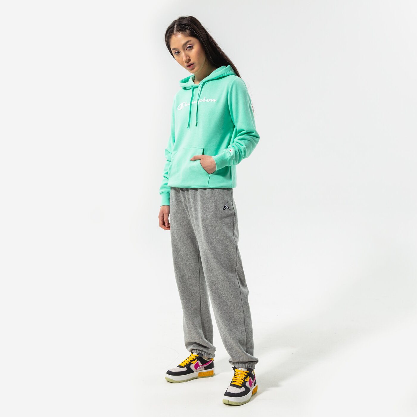 Дамски суичър CHAMPION СУИТЧЪР С КАЧУЛКА HOODED SWEATSHIRT 114858gs101 цвят мента