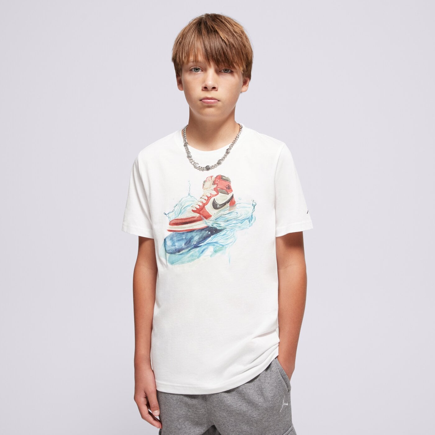 Детска тениска JORDAN ТЕНИСКА JDB AJ1 WAVE SS TEE BOY 95f043-001 цвят бял