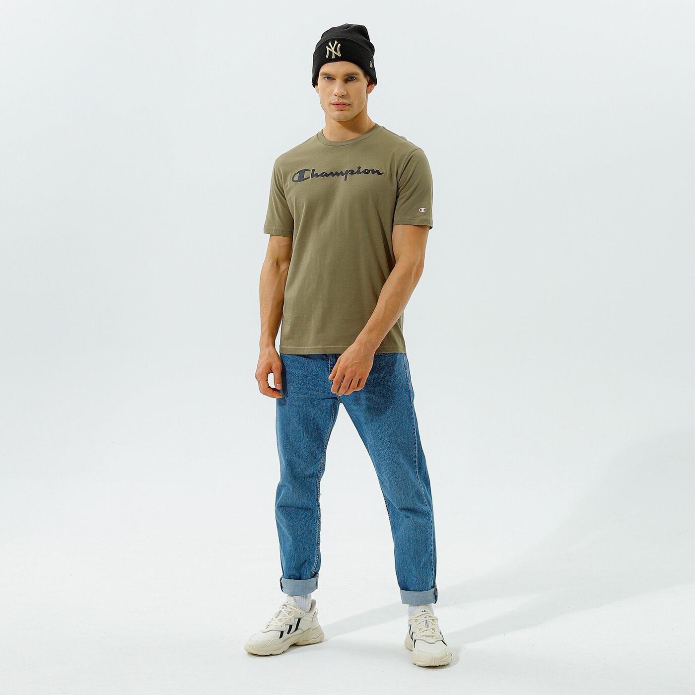 Мъжка тениска CHAMPION ТЕНИСКА CREWNECK ТЕНИСКА 214747gs044 цвят каки