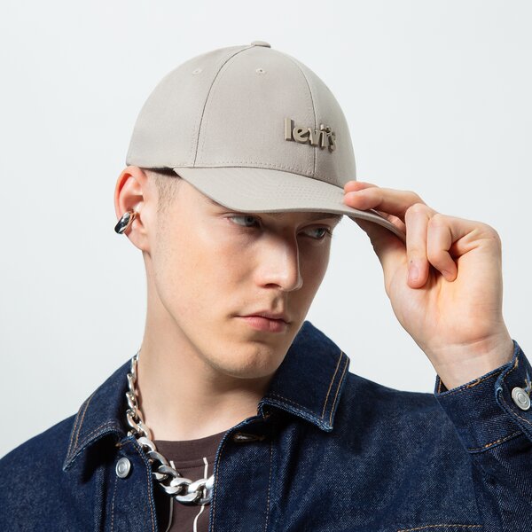 Дамска шапка с козирка LEVI'S ШАПКА POSTER LOGO FLEXFIT CAP d66250013 цвят сив