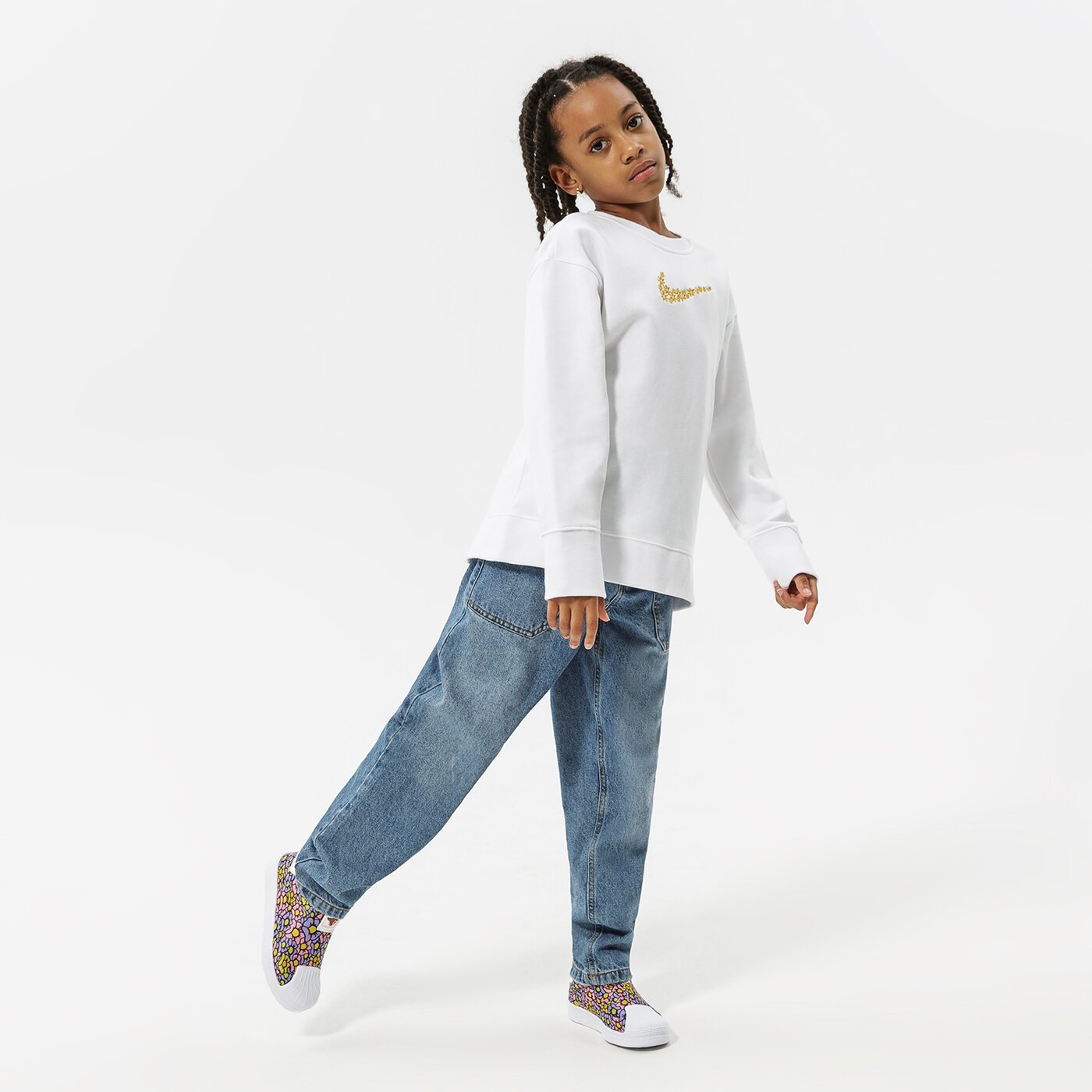 Детски суичър NIKE СУИТЧЪР G NSW FT BF CREW GIRL dm8210-100 цвят бял