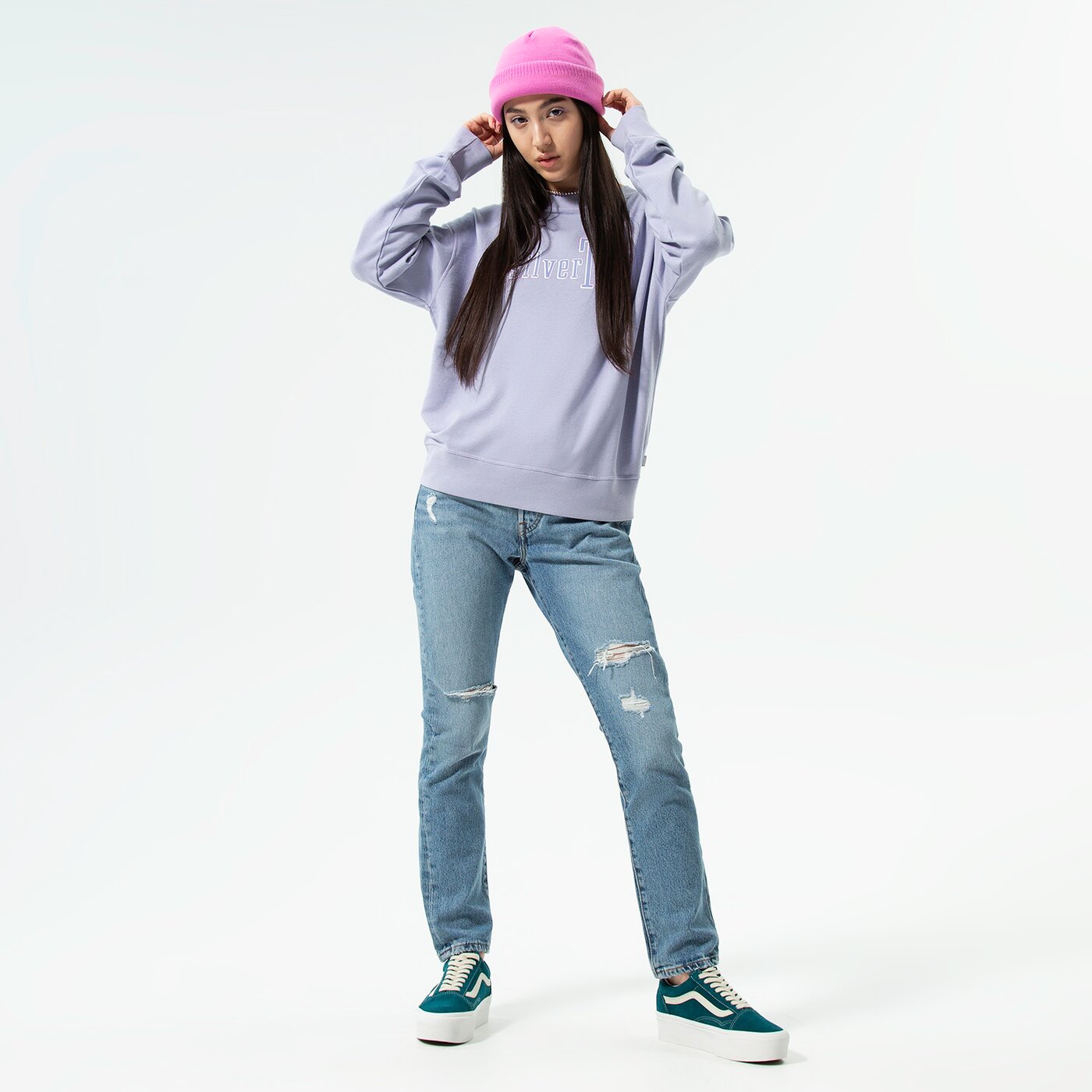 Дамски суичър LEVI'S СУИТЧЪР GRAPHIC STANDARD CREW 18686-0105 цвят син