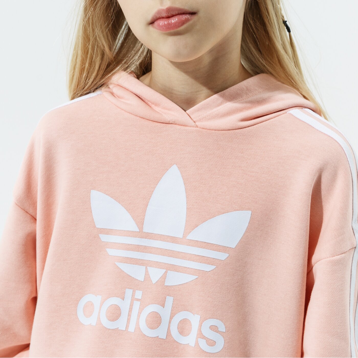 Детски суичър ADIDAS СУИТЧЪР С КАЧУЛКА CROPPED HOODIE GIRL h32339 цвят розов