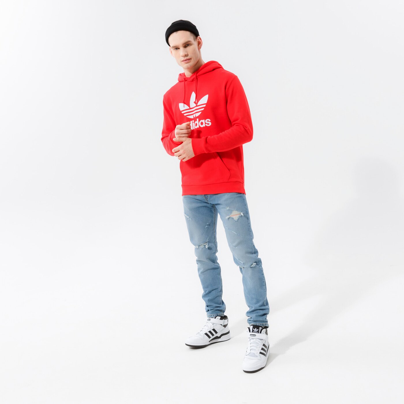 Мъжки суичър ADIDAS СУИТЧЪР С КАЧУЛКА TREFOIL HOODY he9500 цвят червен