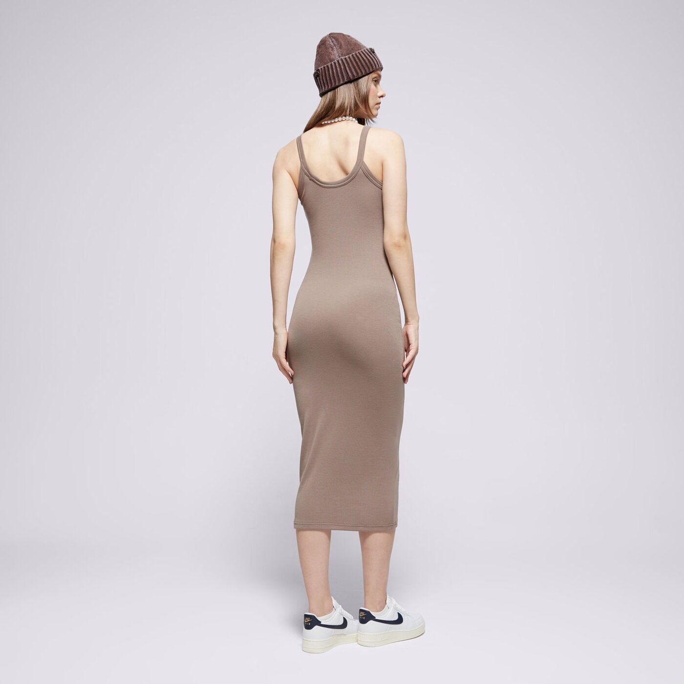 Дамски NIKE РОКЛЯ W NSW NK CHLL KNT MRIB TNK DRS hj0710-233 цвят кафяв