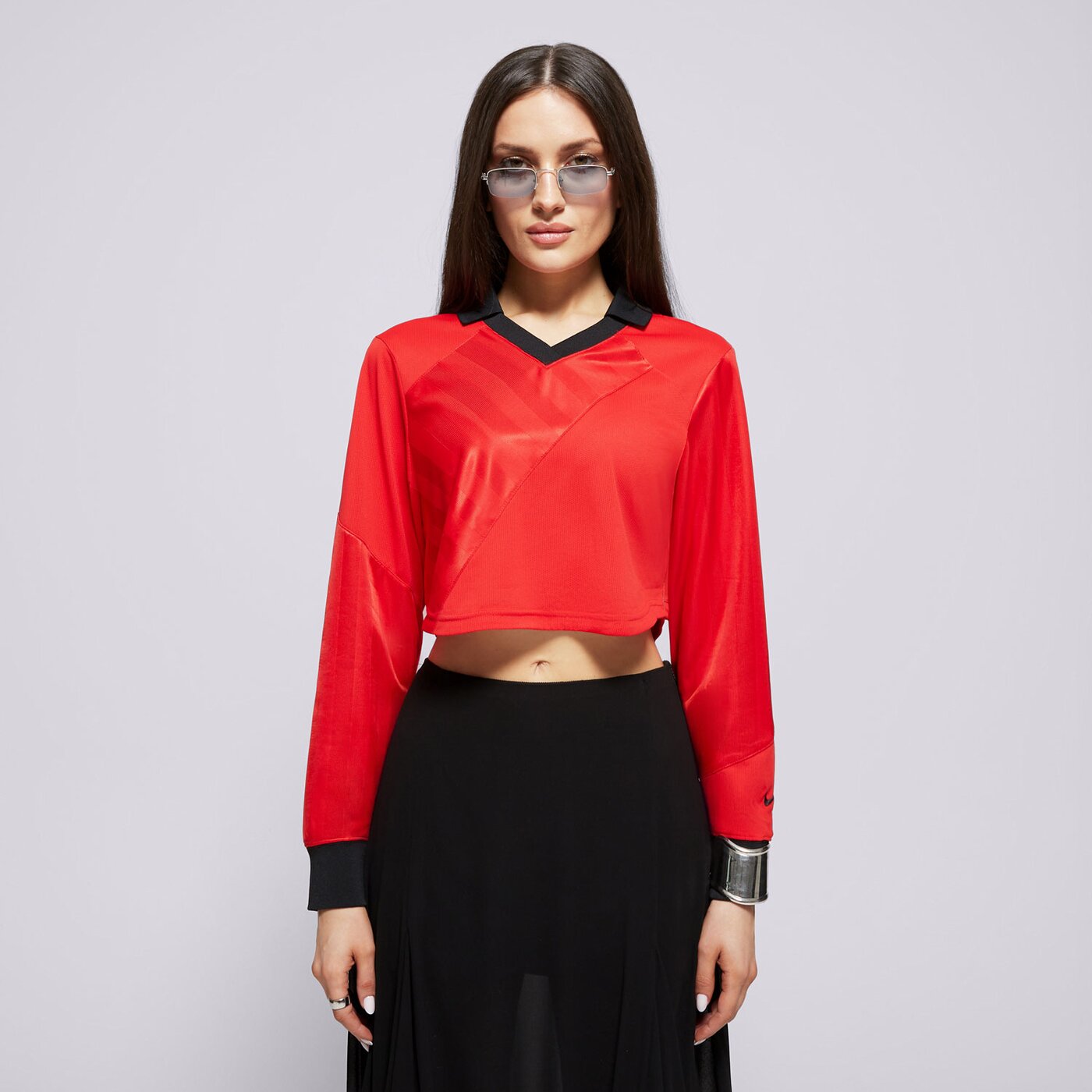 Дамска тениска NIKE ТЕНИСКА W NSW STREET LS CROP JRSY hf9507-657 цвят червен