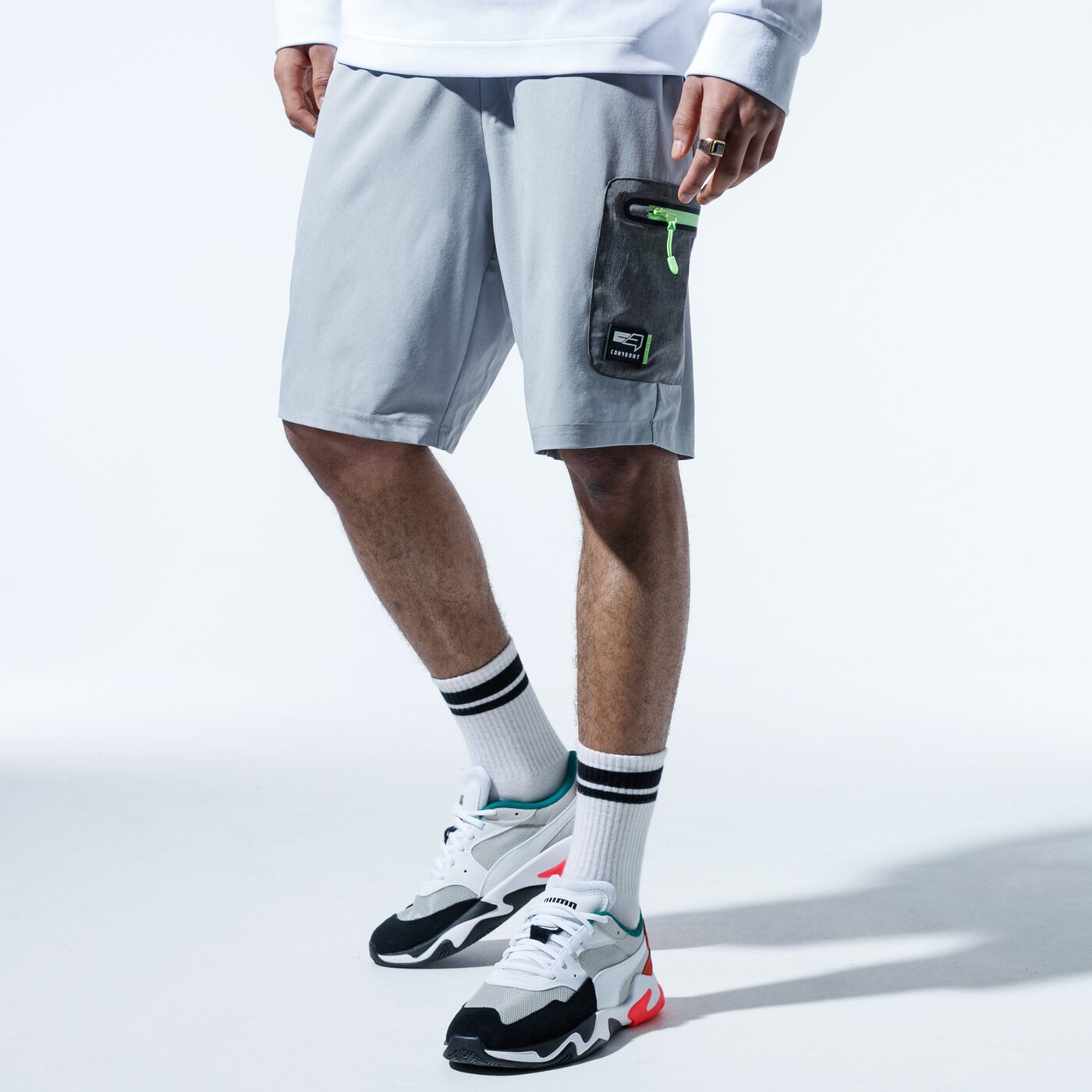 Мъжки къси панталони CONFRONT ШОРТИ LONG BEACH cf120szm35002 цвят сив