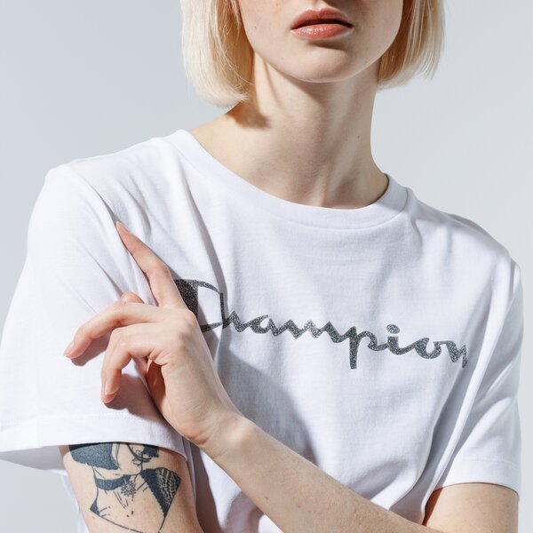 Дамска тениска CHAMPION ТЕНИСКА LADY SHINE LOGO TEE 113863ww001 цвят бял