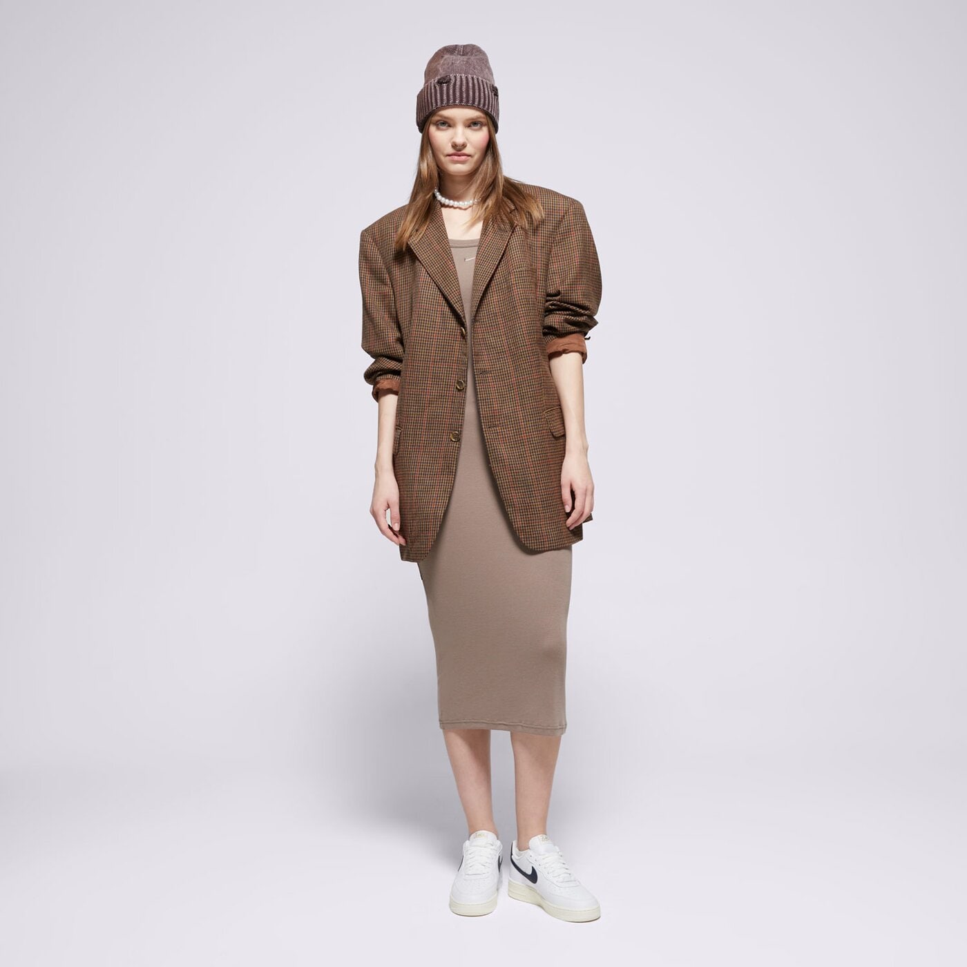 Дамски NIKE РОКЛЯ W NSW NK CHLL KNT MRIB TNK DRS hj0710-233 цвят кафяв