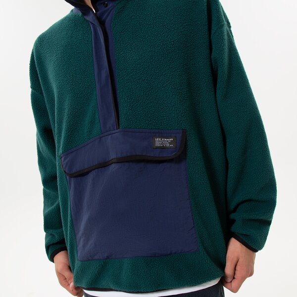 Мъжки суичър LEVI'S ПОЛАР ПОЛАР FLEECE MOCK NECK a3301-0001 цвят зелен