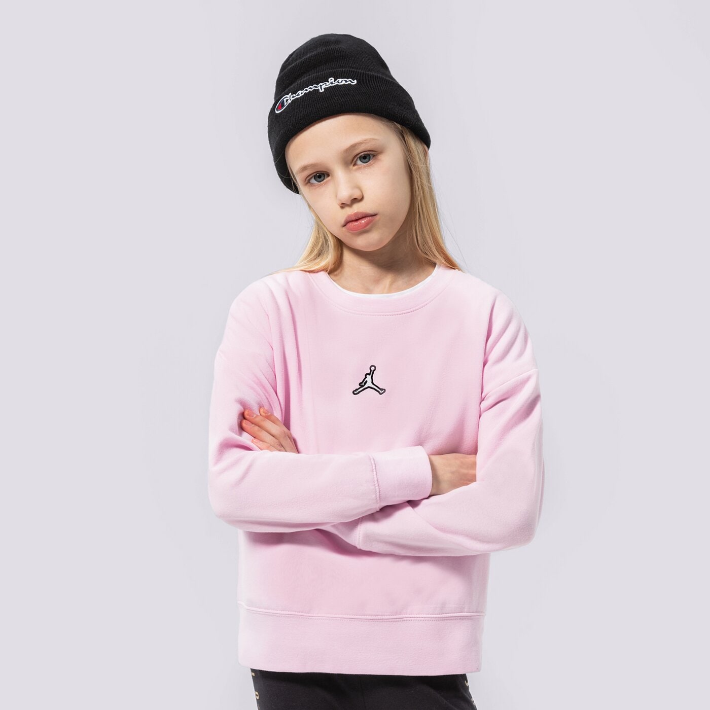 Детски суичър JORDAN СУИТЧЪР ESSENTIALS CREW GIRL 45a859-a9y цвят розов
