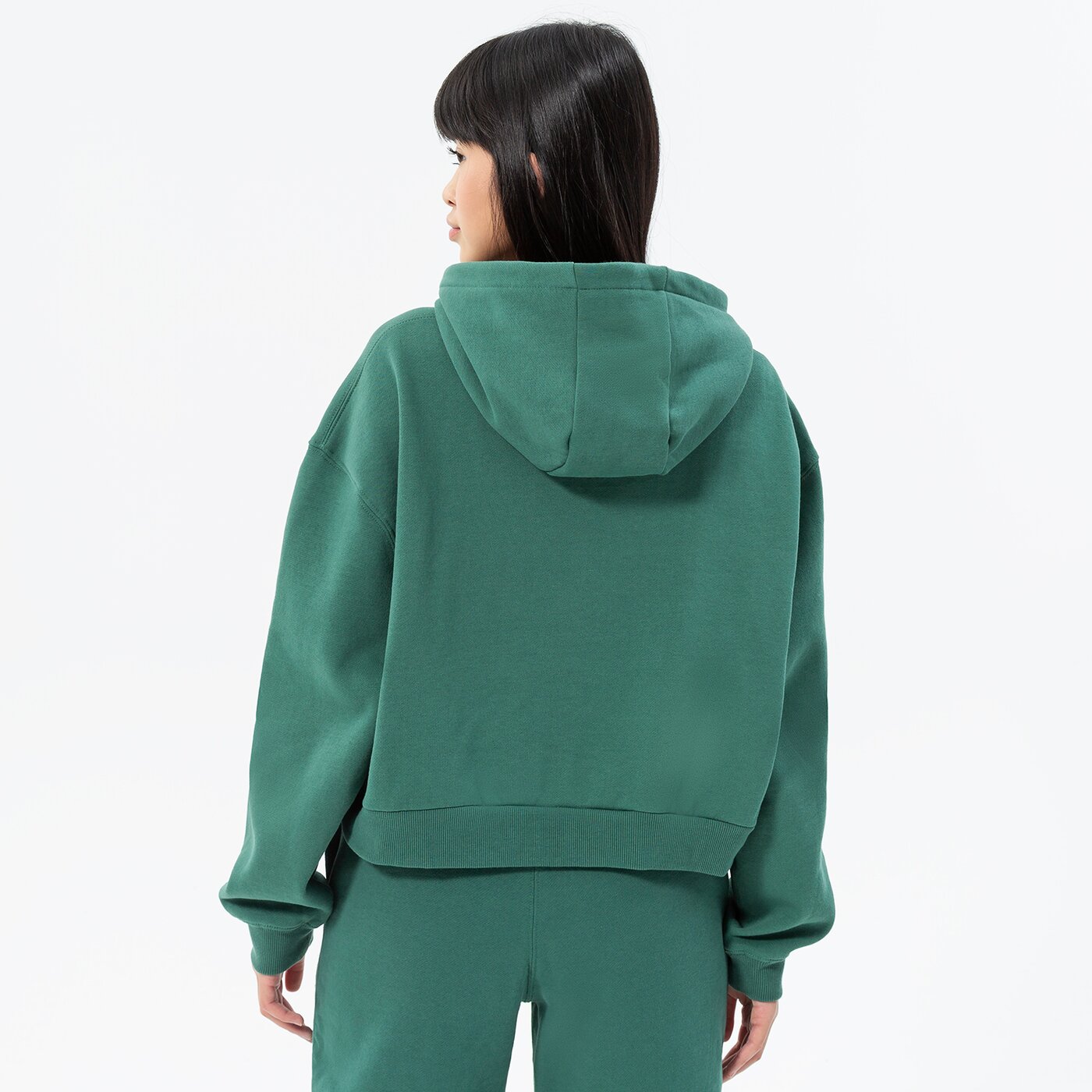 Дамски суичър ELLESSE СУИТЧЪР С КАЧУЛКА RAMO CROP HOODY DGREEN sgp15918502 цвят зелен