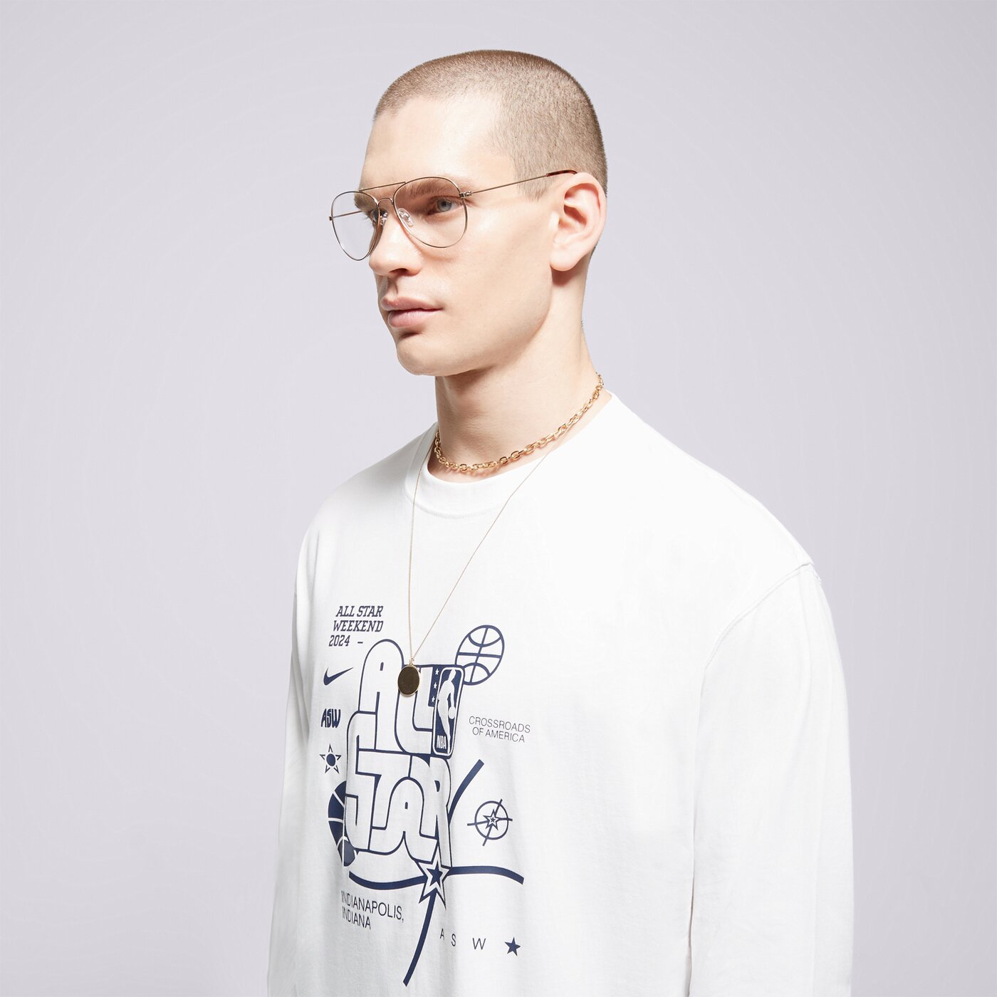 Мъжка тениска NIKE ТЕНИСКА NBA M NK ASW M90 LS TEE N31 NBA fq6530-100 цвят бял