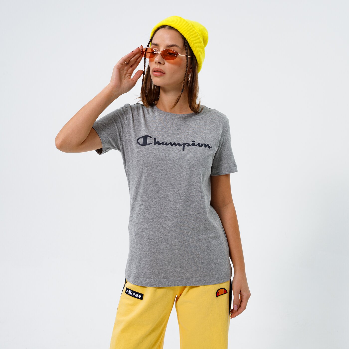 Дамска тениска CHAMPION ТЕНИСКА CREWNECK ТЕНИСКА 113223em006 цвят сив