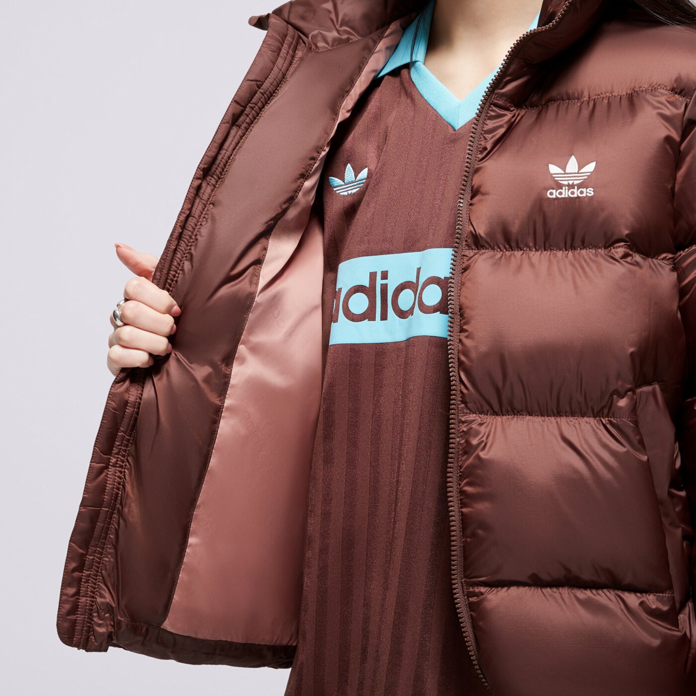 Дамско зимно яке ADIDAS ЯКЕ SHORT PUFFER jx2948 цвят кафяв