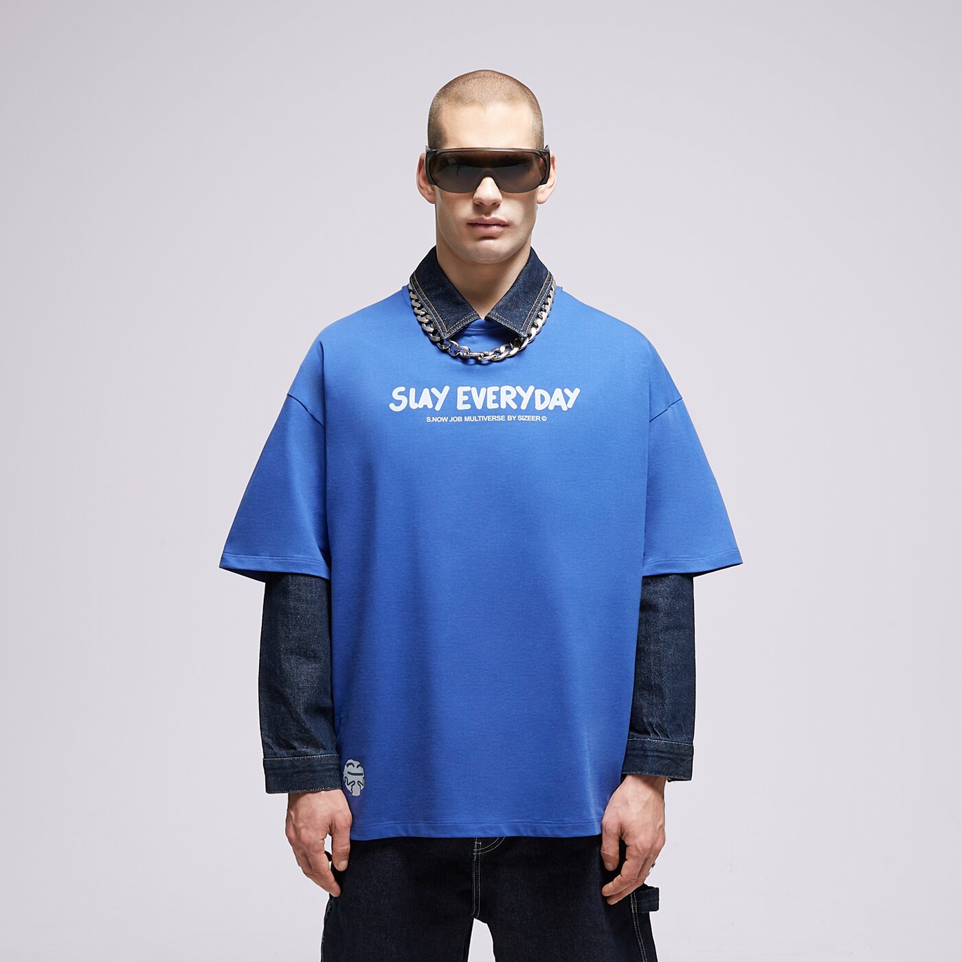 Мъжка тениска S.NOW JOB SIZEER ТЕНИСКА "SLAY" BLUE si323tsu55001 цвят син