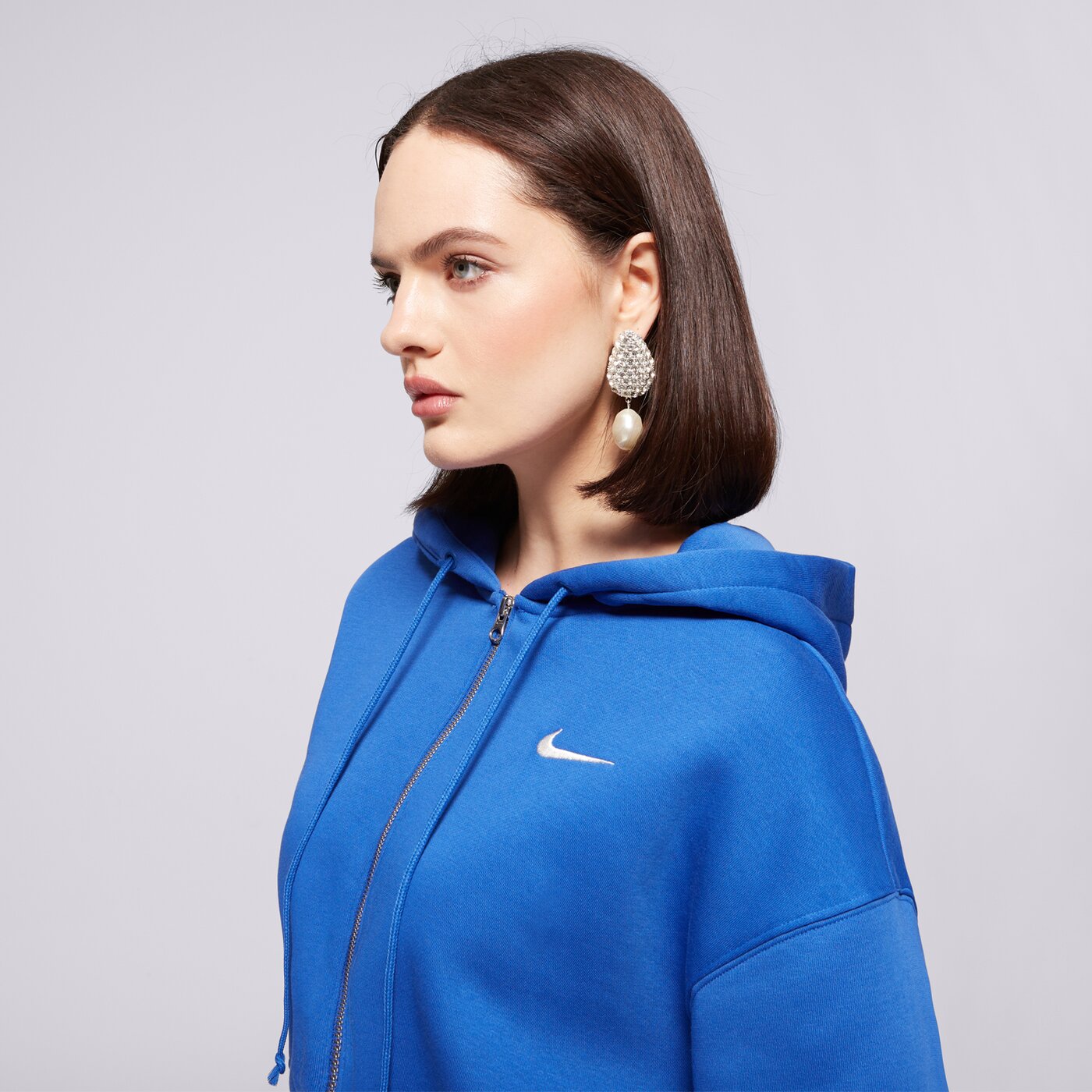 Дамски суичър NIKE СУИТЧЪР СЪС ЗАКОПЧАВАНЕ   PHNX FLC LSE CROP FZ HDY hj0940-480 цвят син