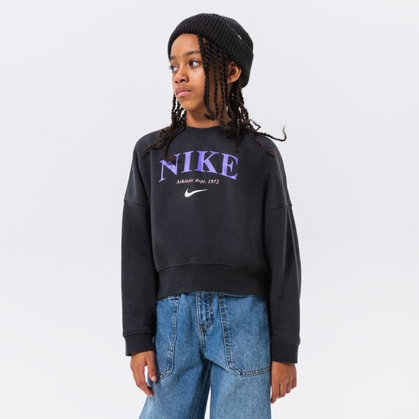 Детски суичър NIKE СУИТЧЪР G NSW TREND FLC CREW GIRL dv2563-045 цвят черен