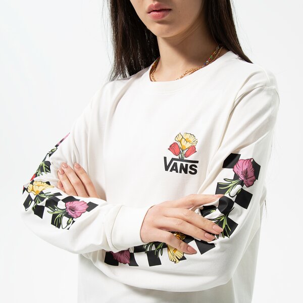 Дамска тениска VANS ТЕНИСКА POPPY CHECK LS BFF vn0a7yv9fs81 цвят бял